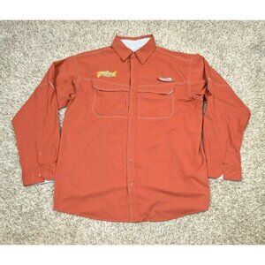 Columbia PFG Button Down Shirt Men Large Burnt Orange Long Sleeve Fishing Vented